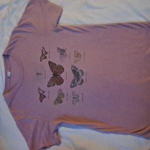 Pink butterfly Print Oversize Top